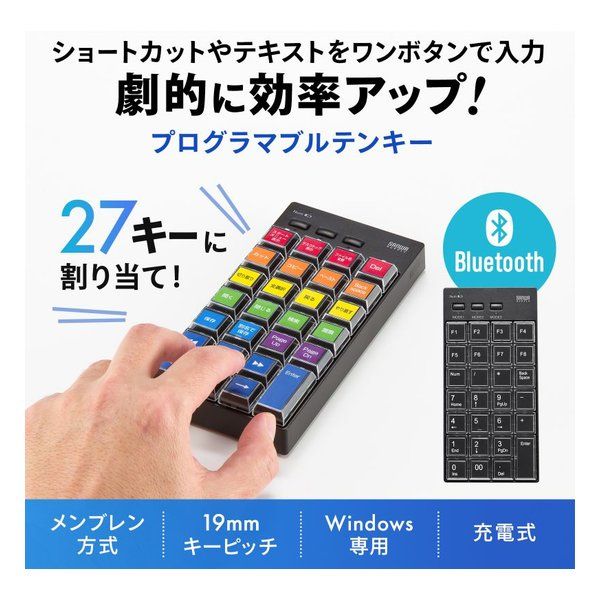 SANWA SUPPLY  サンワサプライ プログラマブルテンキー Bluetoothモデル NT-BT26BK (2636344)