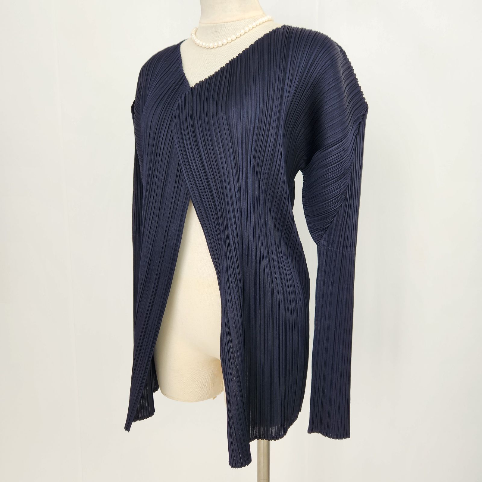 プリーツプリーズ カーディガン プリーツ ネイビー サイズ3 L相当