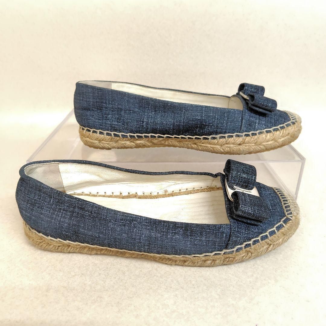 美品 Salvatore Ferragamo フェラガモ フラットシューズ 5M