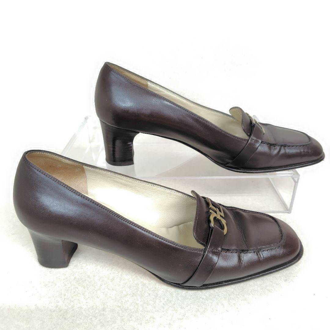 [美品]　フェラガモ　パンプス　ガンチーニ 23cm Salvatore Ferragamo フェラガモ パンプス 6D チャンキー ローファー