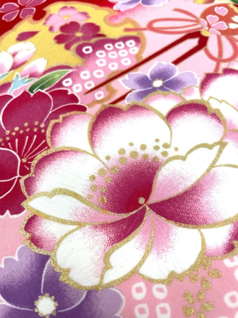 二尺袖 ポリエステル着物 金彩 紋意匠 雪輪に花 桜 袴用 MOP557 - メルカリ