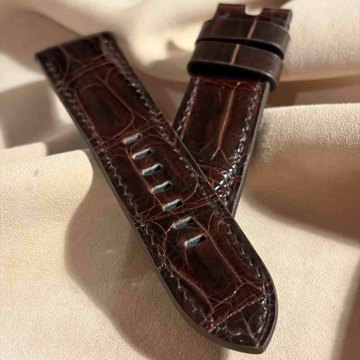 cro-1983 クロコダイル（グロス仕上） 腕時計 ベルト ダークブラウン