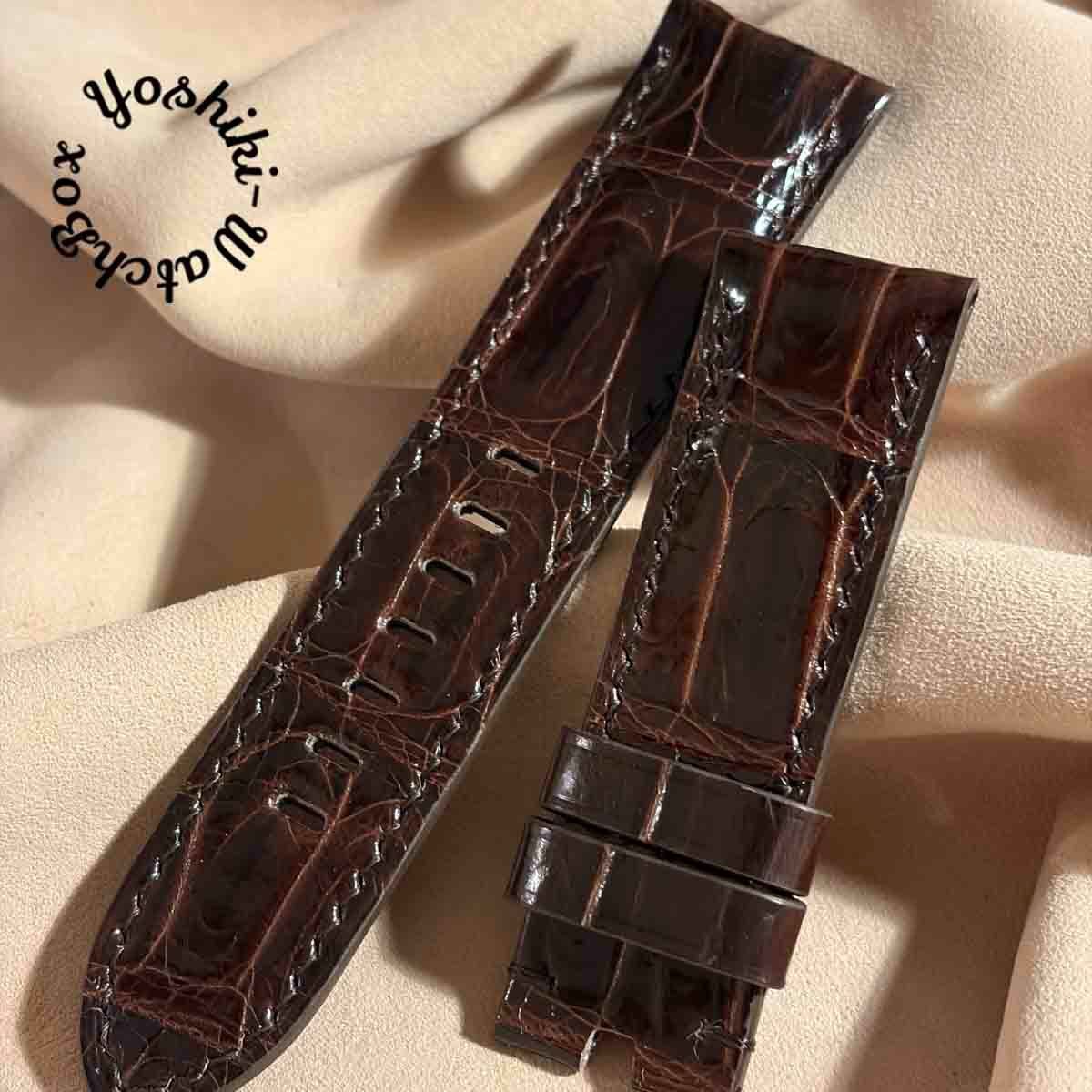 cro-1983 クロコダイル（グロス仕上） 腕時計 ベルト ダークブラウン