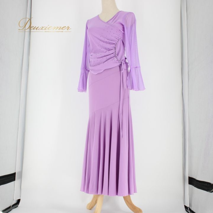 【美品 日本製社交ダンス衣装】上下セット レッスン パーティー SEKINE 美品 日本製社交ダンス衣装】トップス レッスンウェア グレー SEKINE