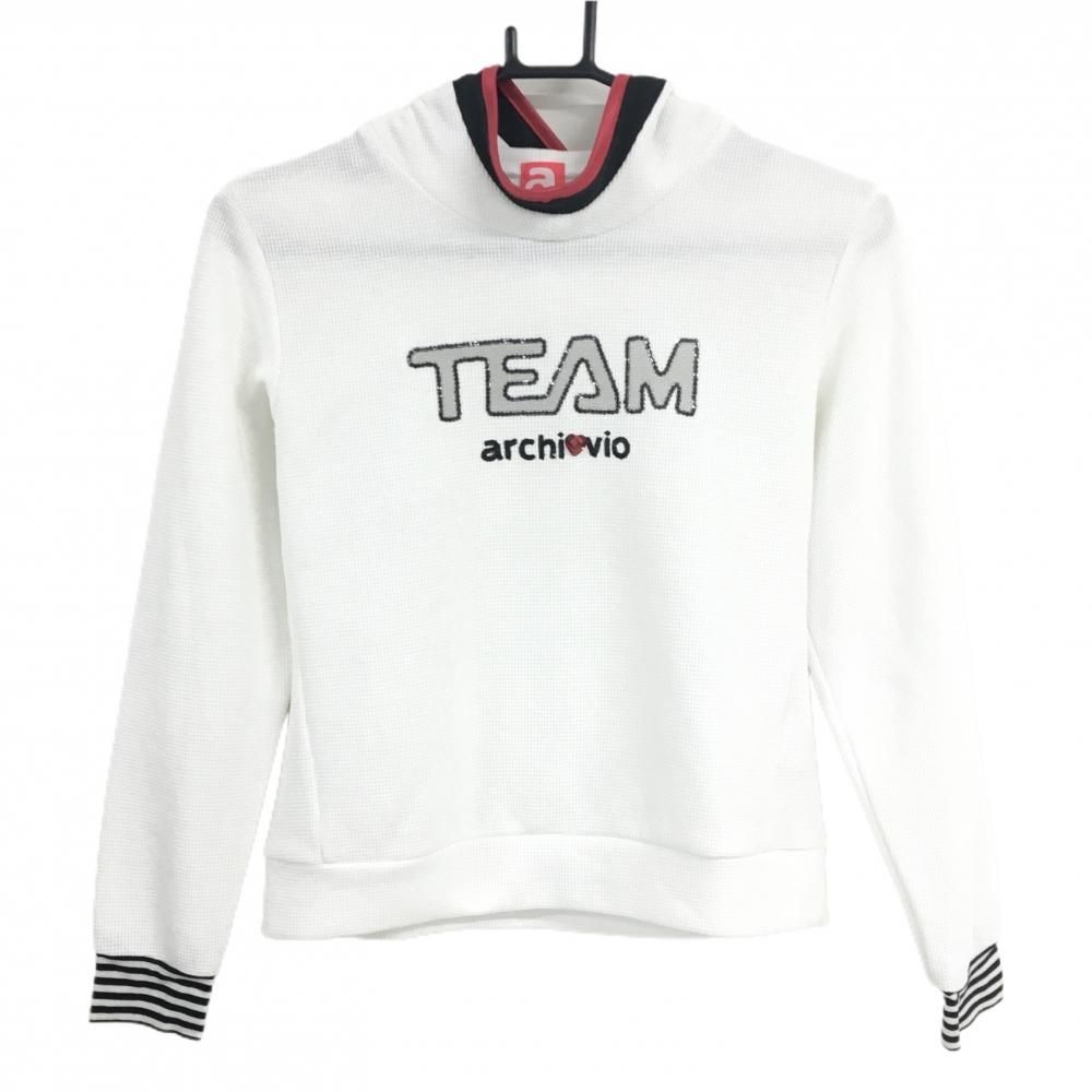 超美品】アルチビオ 長袖ハイネックシャツ 白 凹凸織生地 パーカー風