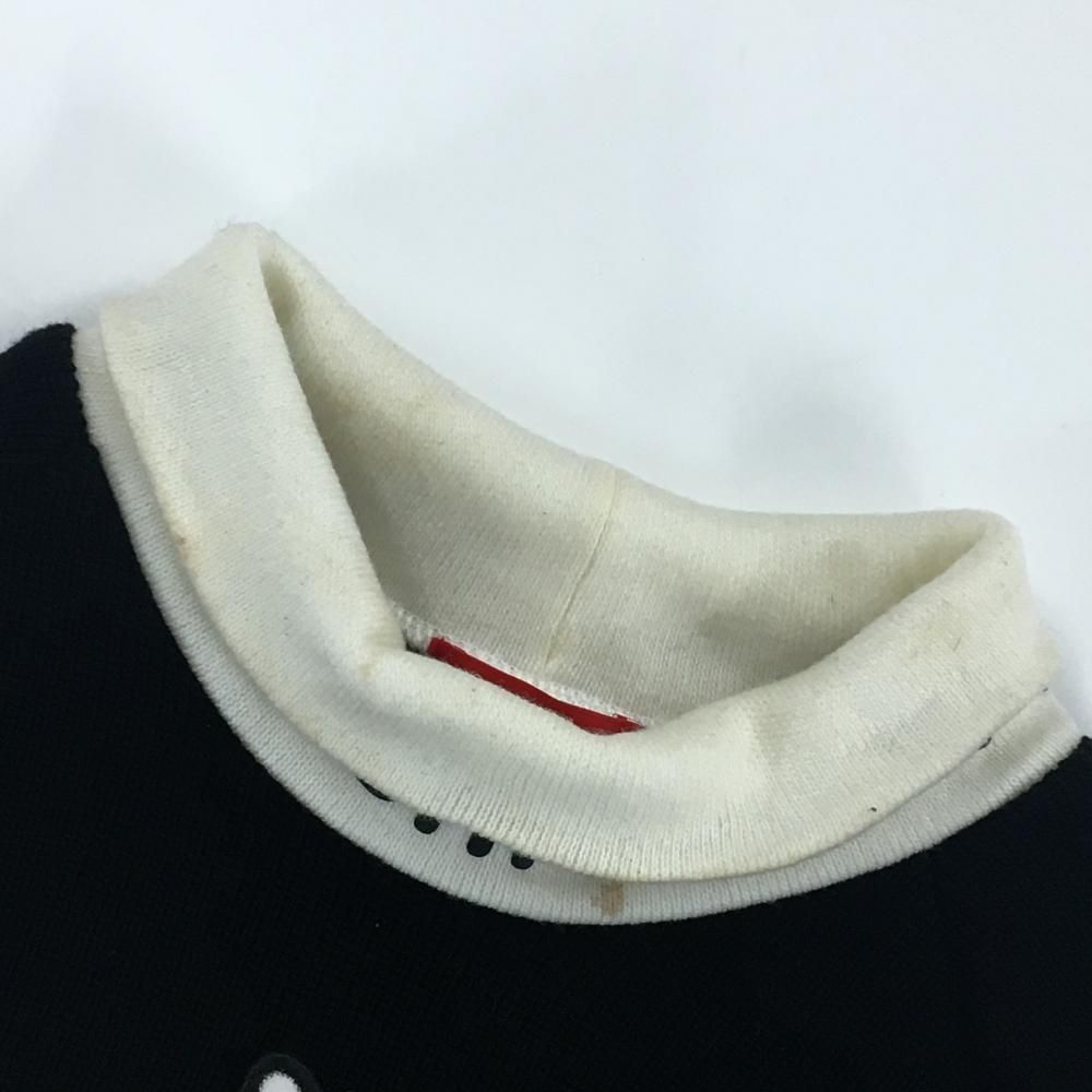 アルチビオ 切替セーター 黒×白 サイド・ネックロゴライン ウール混