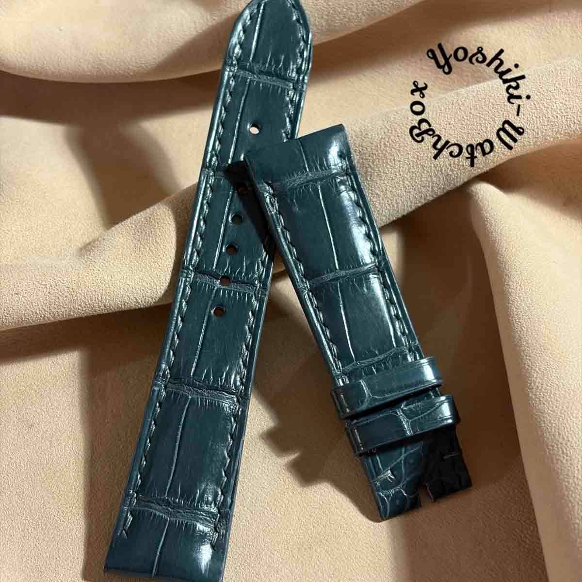 cro-1985 クロコダイル 腕時計 ベルト ブルーグレー (ラグ幅21 mm