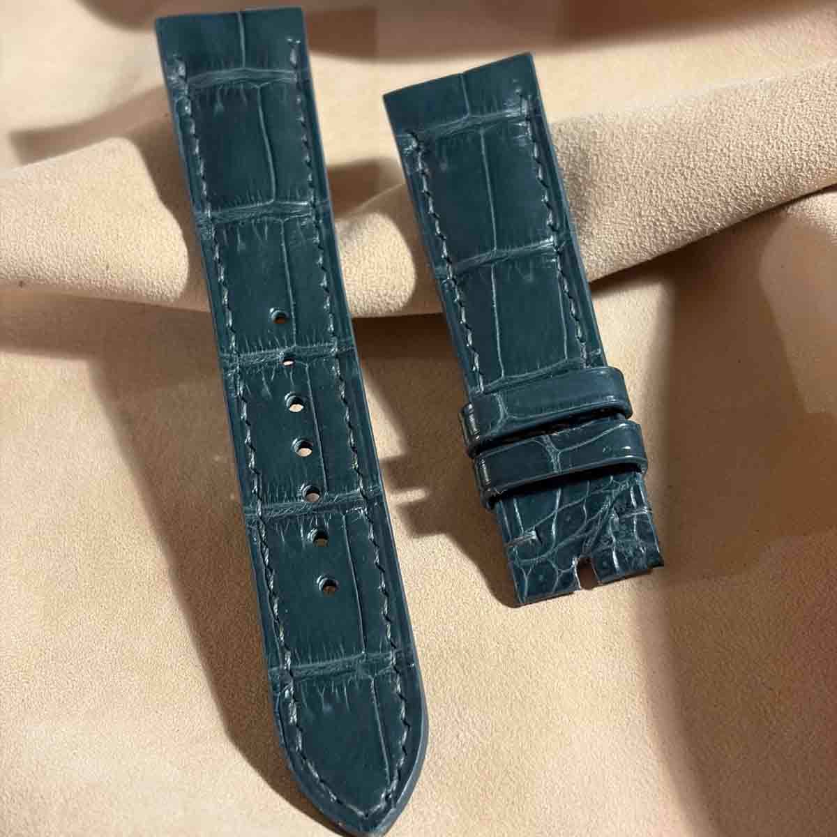 cro-1755 クロコダイル 腕時計ベルト ネイビー ラグ幅19mm cro-1987 クロコダイル 腕時計 ベルト ネイビー (ラグ幅21 mm