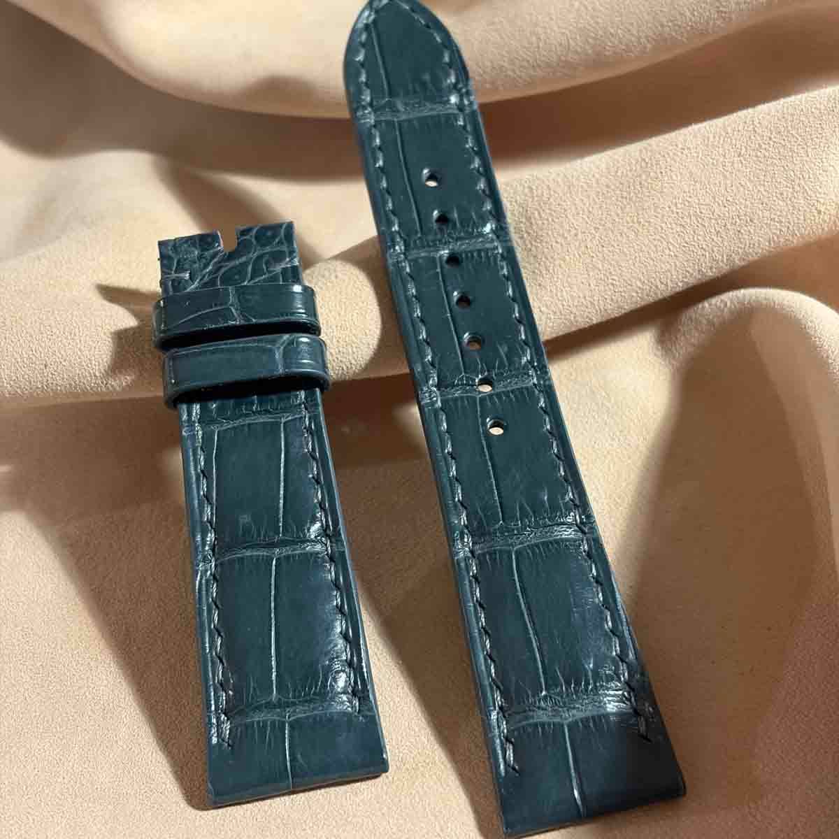 cro-1985 クロコダイル 腕時計 ベルト ブルーグレー (ラグ幅21 mm