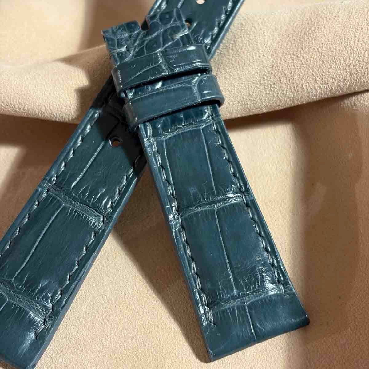 cro-1985 クロコダイル 腕時計 ベルト ブルーグレー (ラグ幅21 mm