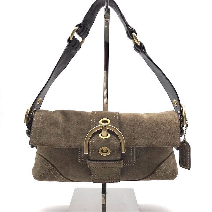 良品 COACH コーチ ワンショルダー バッグ 肩掛け スエード レザー 