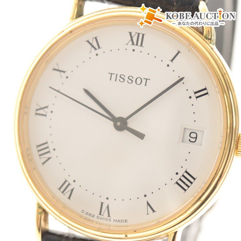 □ TISSOT ティソ 腕時計 C282K クォーツ 電池式 文字盤 ゴールド