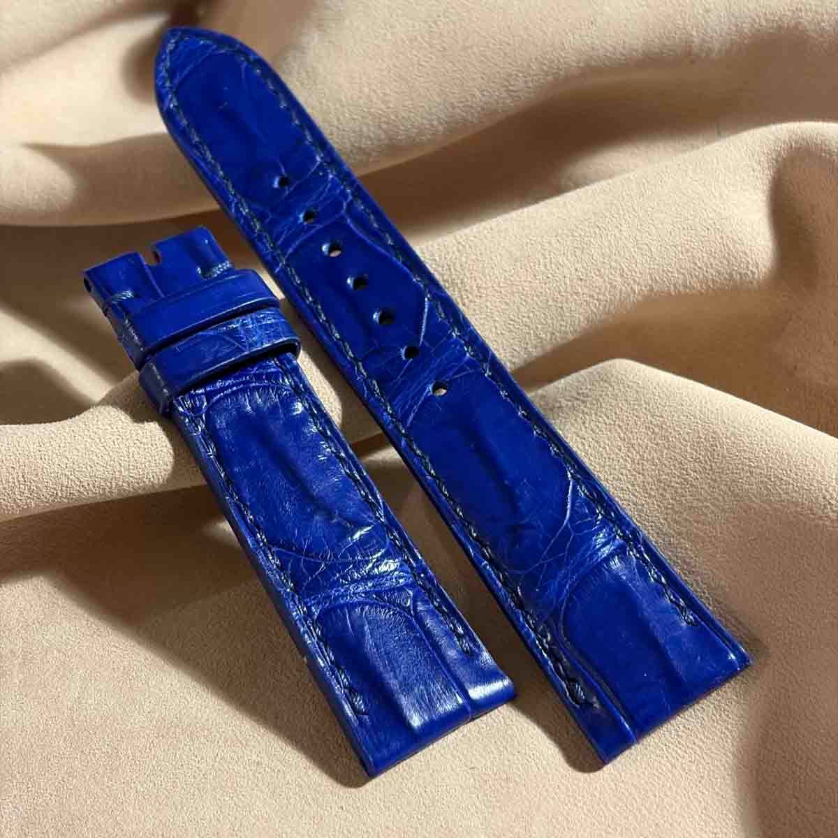 cro-1986 クロコダイル 腕時計 ベルト コバルトブルー (ラグ幅21 mm