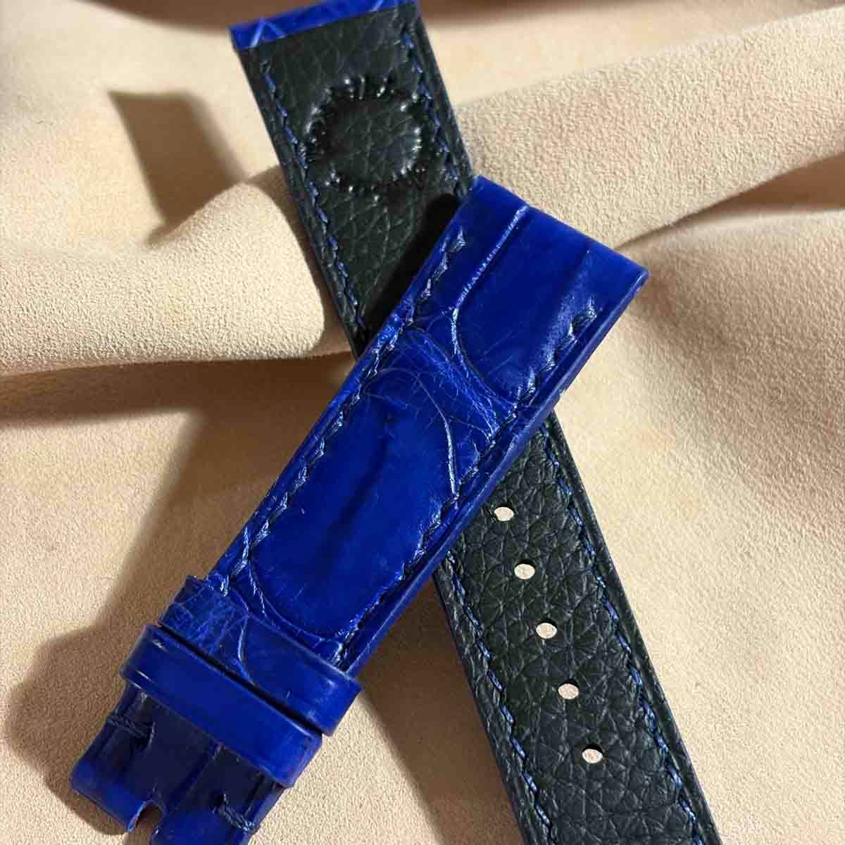 cro-1986 クロコダイル 腕時計 ベルト コバルトブルー (ラグ幅21 mm