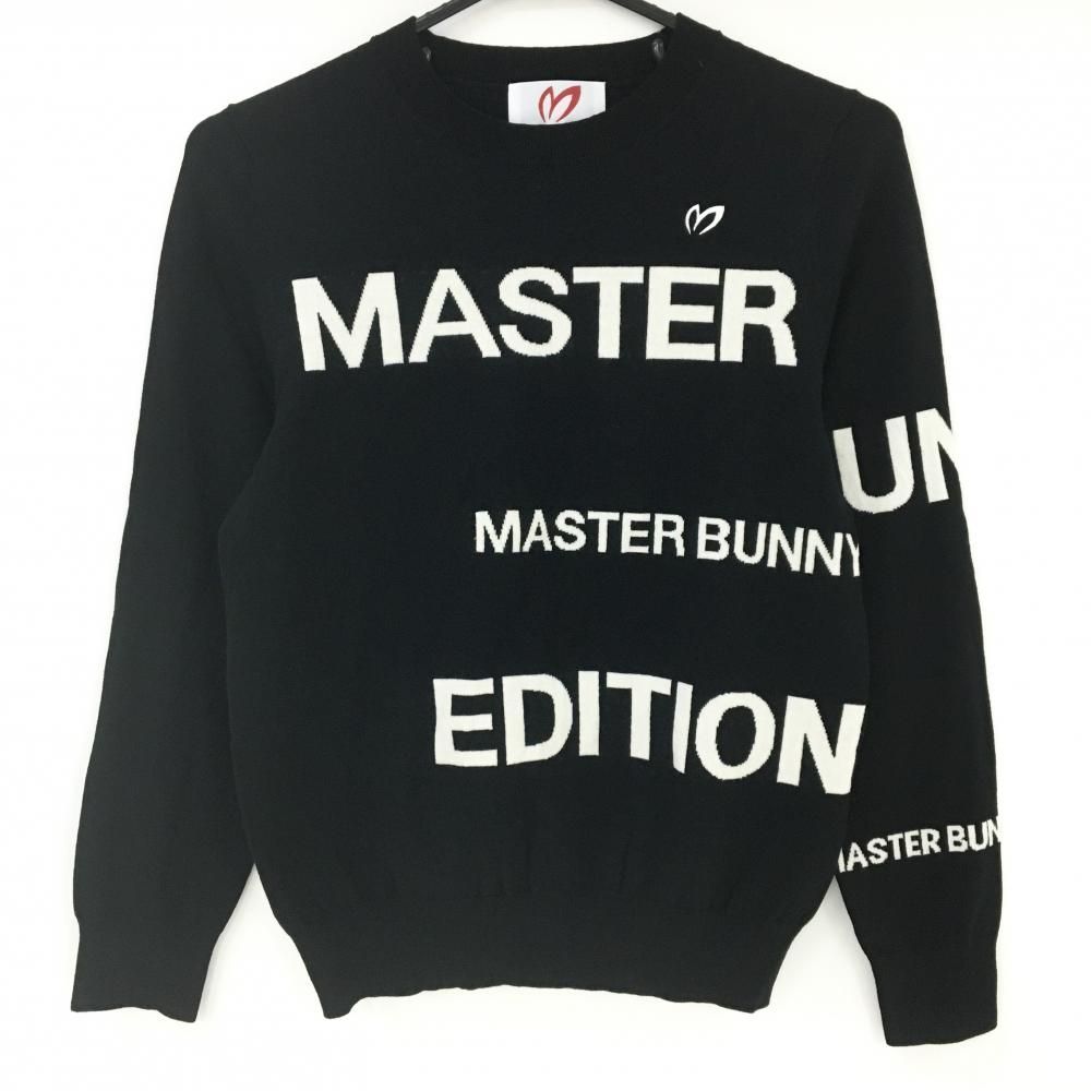 MASTER BUNNY マスターバニー レディース Mロゴニット 黒 超美品】マスターバニー セーター 黒×白 ロゴ ウール レディース 1(M