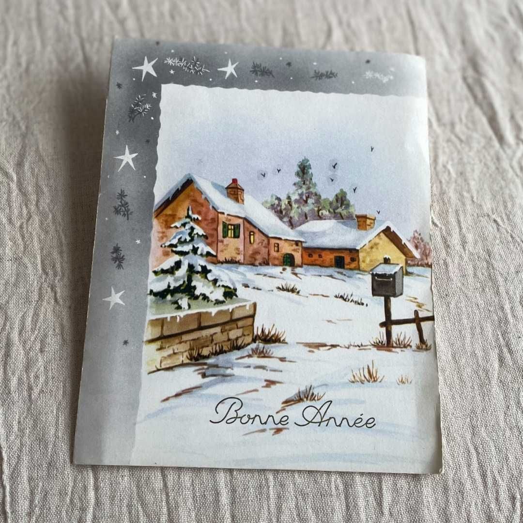 特別価格】フランス直輸入 アンティーク 雪景色 クリスマスの風景 新年