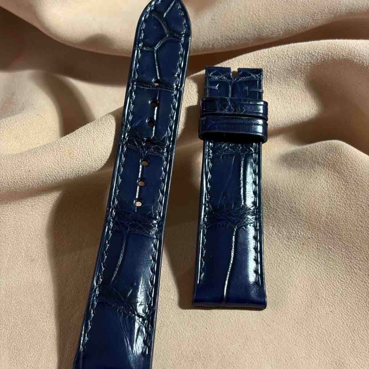 cro-1987 クロコダイル 腕時計 ベルト ネイビー (ラグ幅21 mm