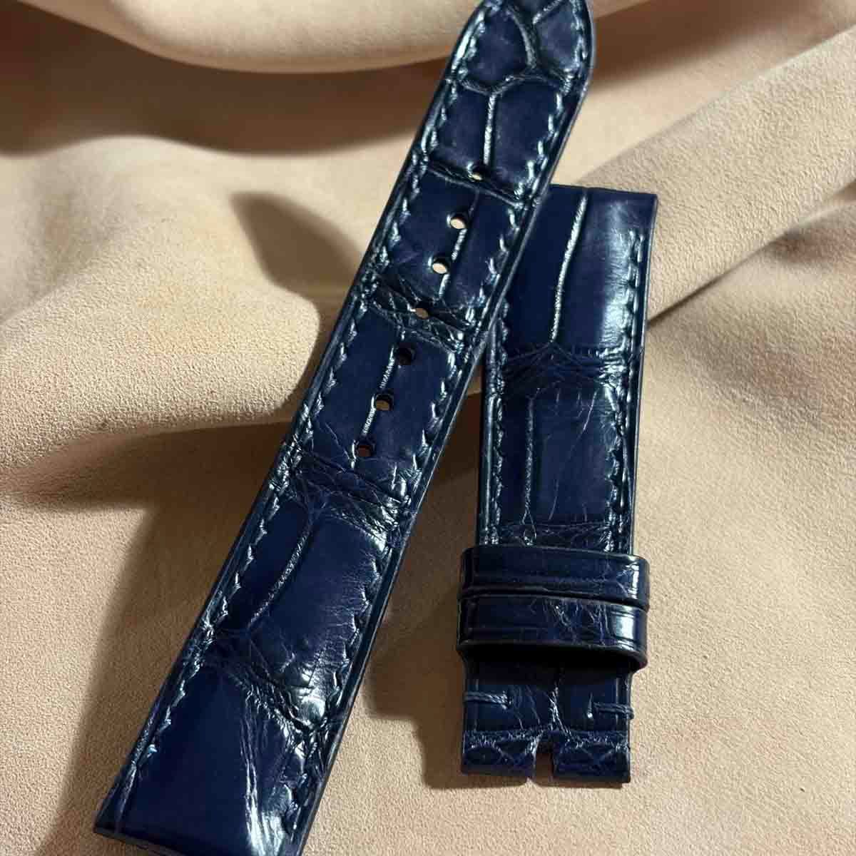 cro-1987 クロコダイル 腕時計 ベルト ネイビー (ラグ幅21 mm