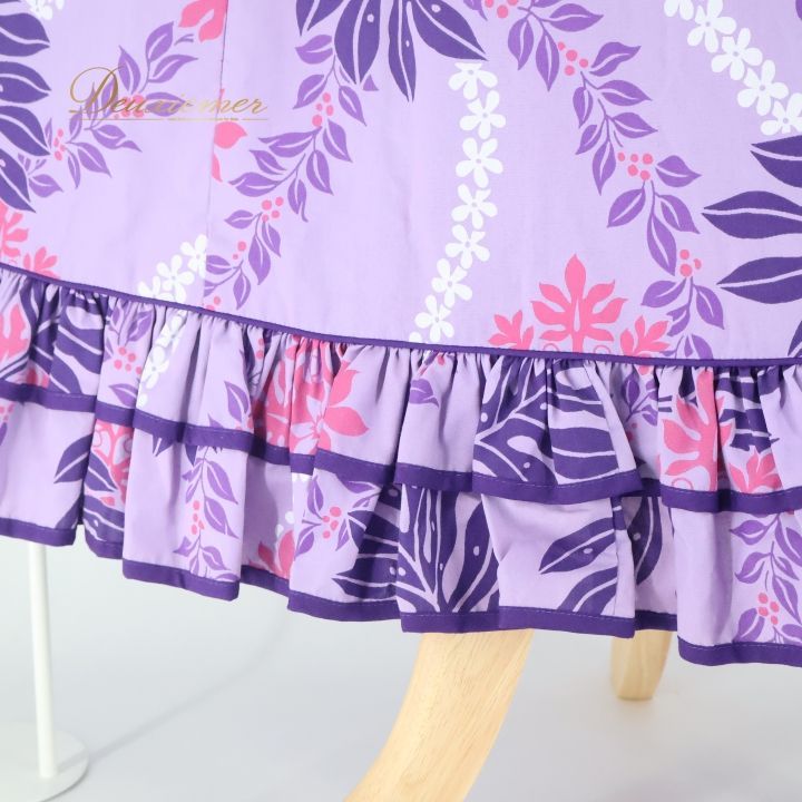 フラダンス 衣装 ワンピース ドレス パープル系 CC Fashions ハワイ製