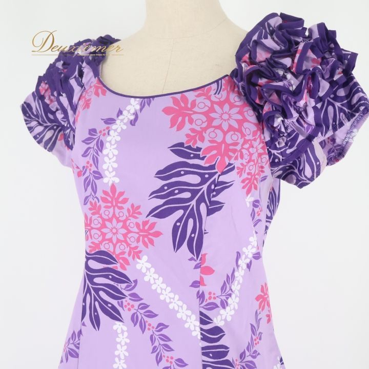 フラダンス 衣装 ワンピース ドレス パープル系 CC Fashions ハワイ製
