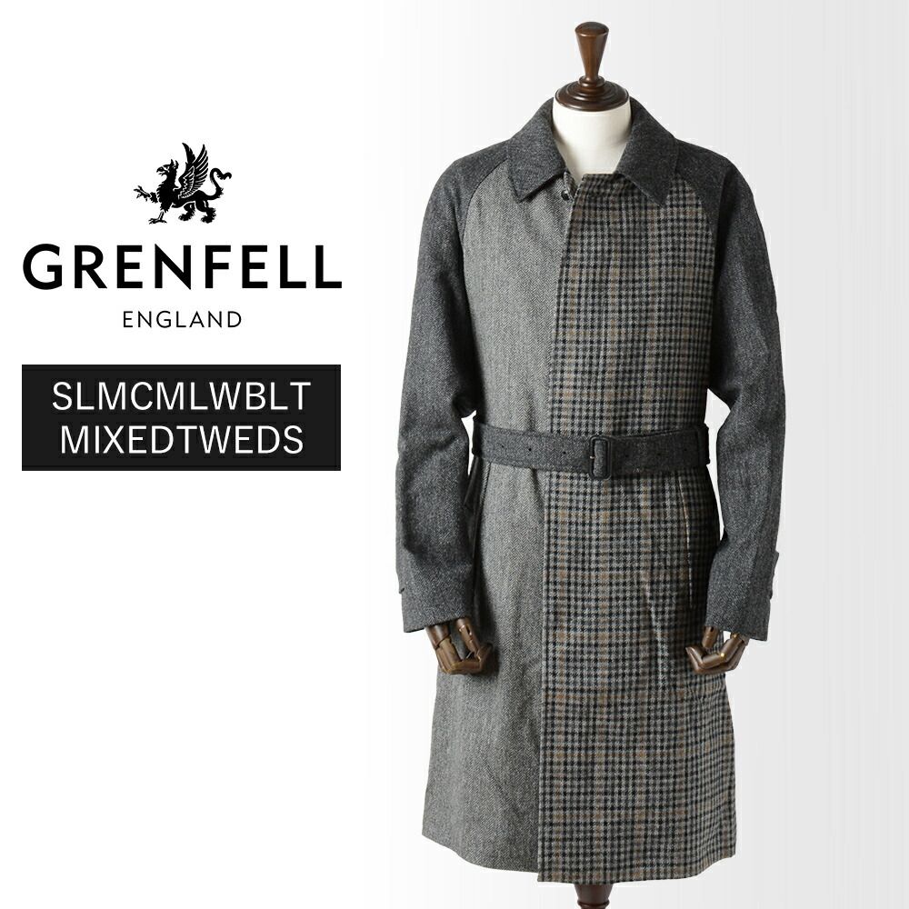 【続・値下げ中】GRENFELL グレー ツイード チェスターコート 34 40%OFF/定価184,800円】グレンフェル 新品 ミックスツイード コート