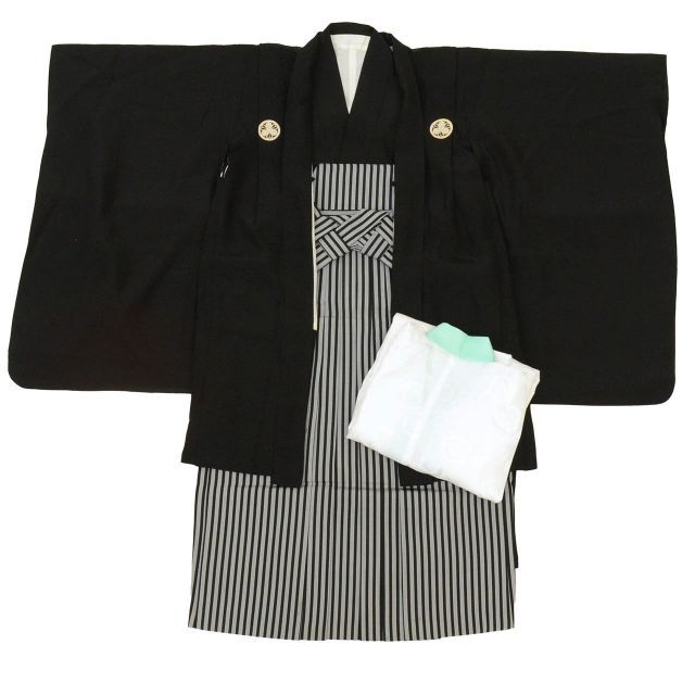 中古】 リサイクル着物 男の子 七五三 5歳 4点セット 着物 羽織 袴