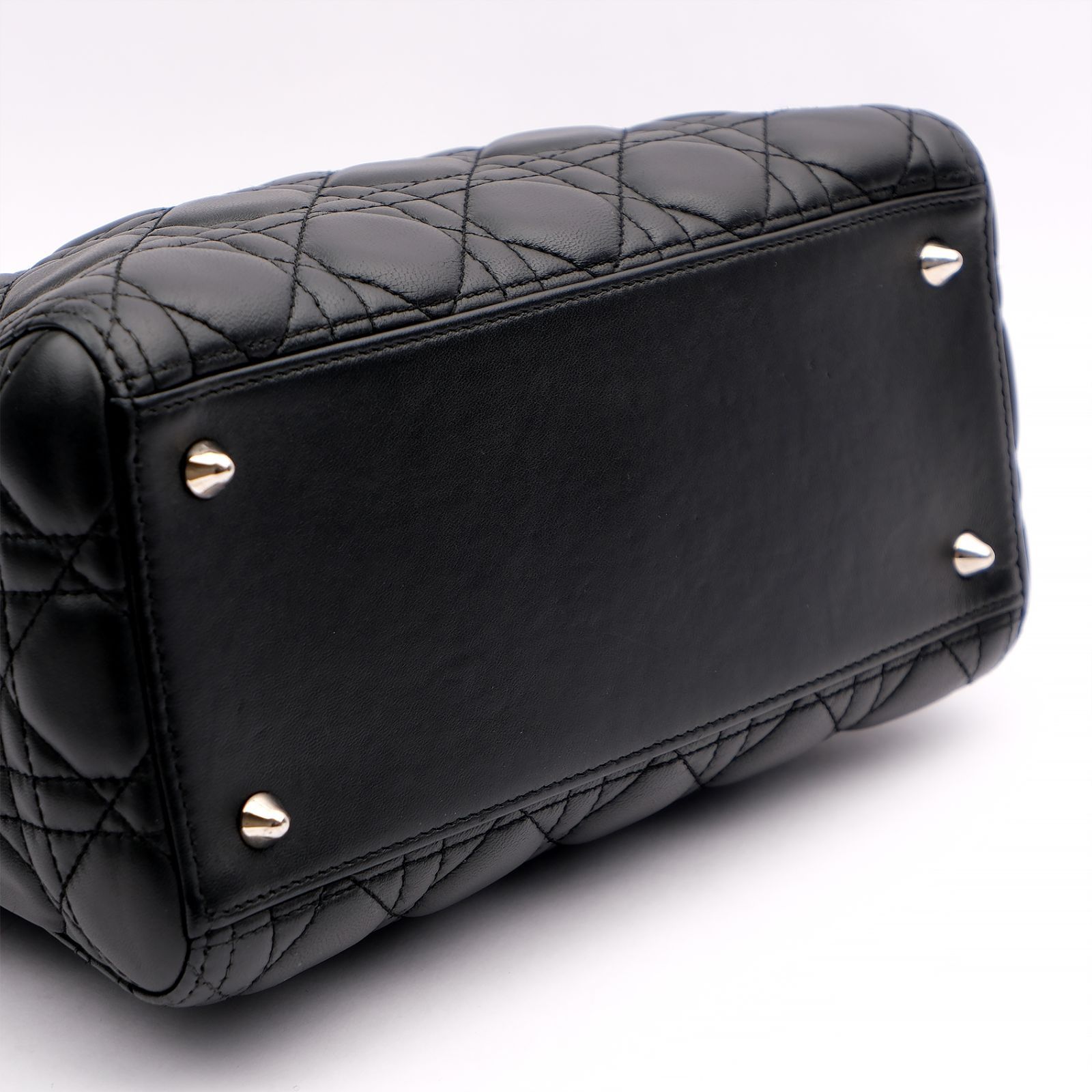 【極美品】レディディオール　ハンドバッグ　2way　カナージュ　ラムレザー　黒 極美品】レディディオールハンドバッグ2wayカナージュラムレザー黒