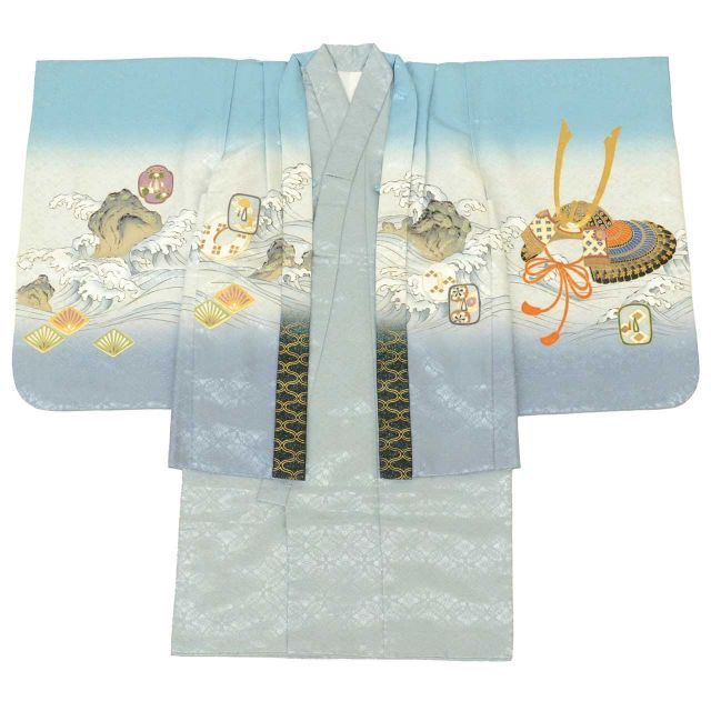 リサイクル着物 七五三 男の子 5歳 2点セット 化繊 着物 羽織 仕立て