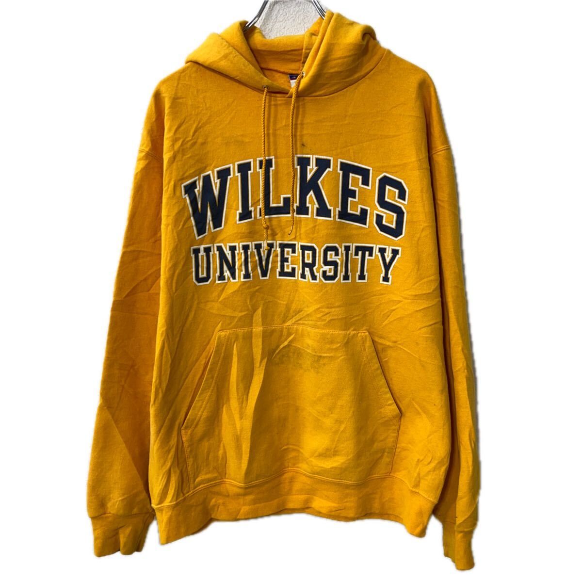 Champion プリントスウェット パーカー L イエロー チャンピオン