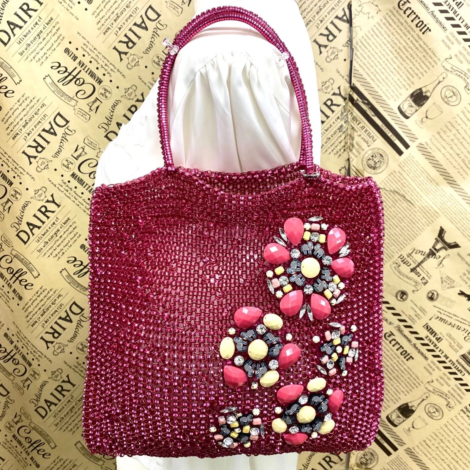 アンテプリマ ハンドトートバッグ ワイヤー 最も安い ピンク フラワー