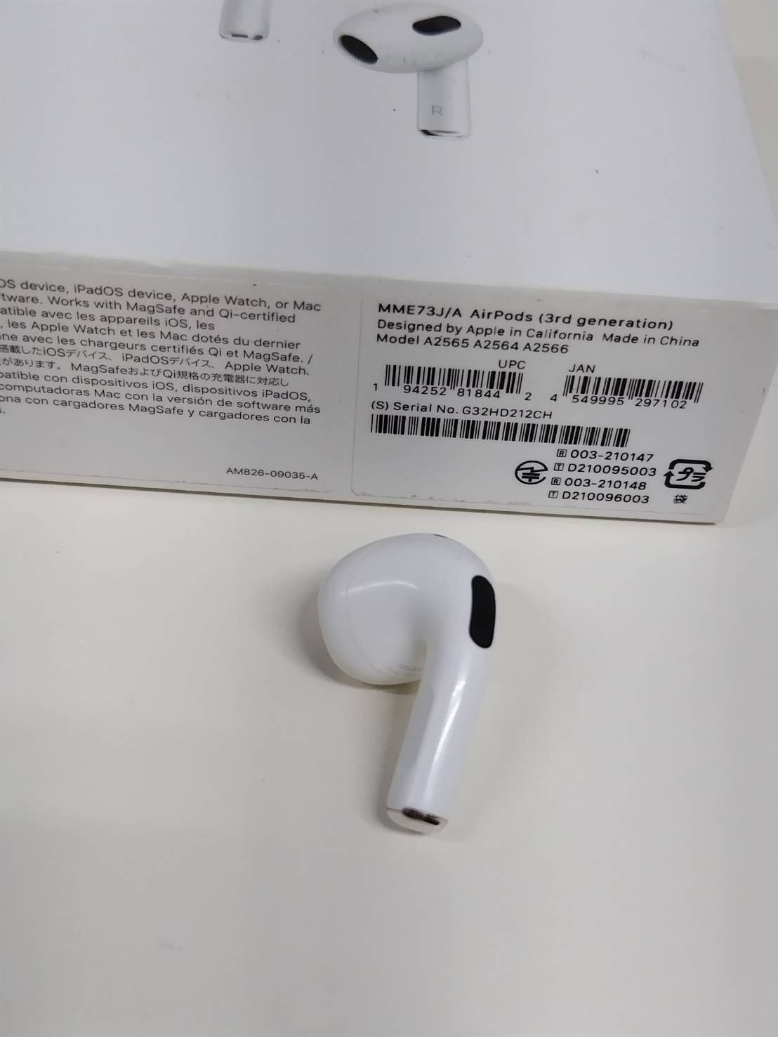 正規品】Apple AirPods 第3世代/A2564/ワイヤレスイヤホン/左耳のみ