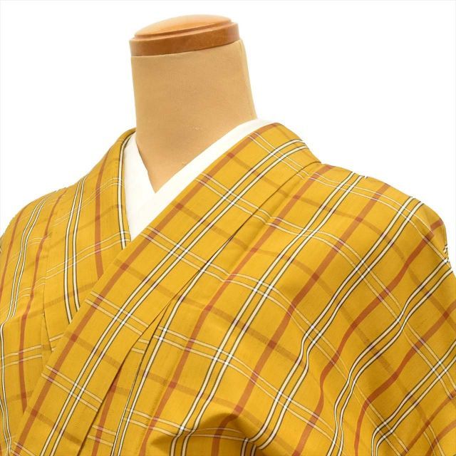 中古】 本場黄八丈 正絹 袷 身丈157cm M 裄63.8cm 仕立て上がり