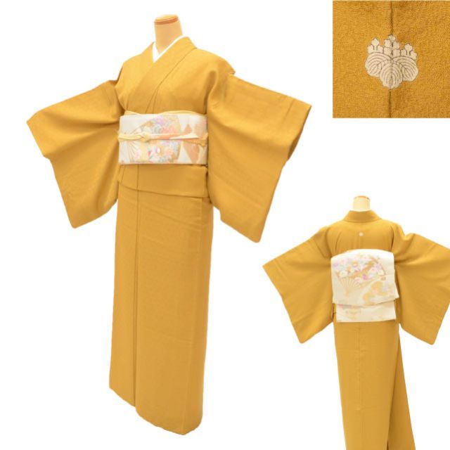 中古】 色無地 正絹 身丈136.5cm L 裄65.3cm 仕立て上がり リサイクル