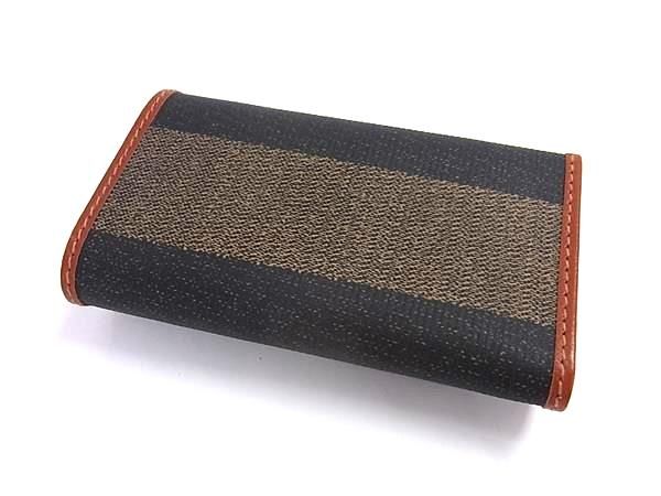 □美品□ FENDI フェンディ ペカン柄 PVC×レザー 6連 キーケース 鍵