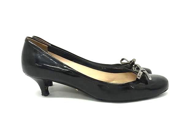美品‼︎ ◆PRADA◆ パンプス BLACK パテント プラダ PRADA プラダ パテントレザー ヒール パンプス 表記サイズ36 1/2 (約