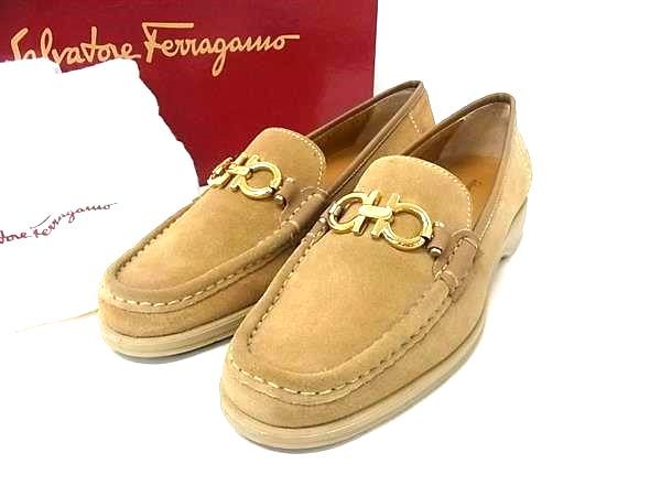 □美品□ Salvatore Ferragamo フェラガモ ダブルガンチーニ スエード