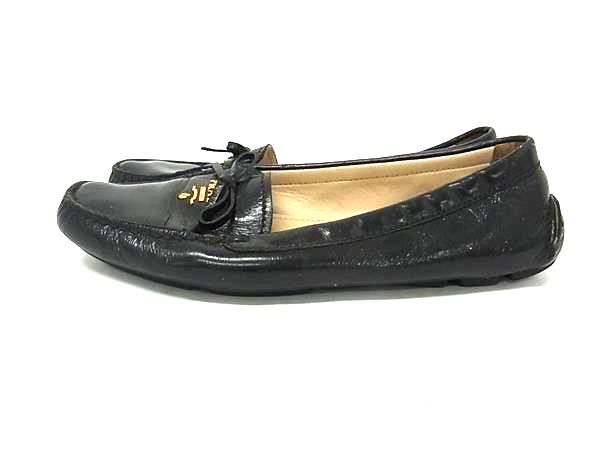 PRADA プラダ パテントレザー リボン フラット ドライビングシューズ