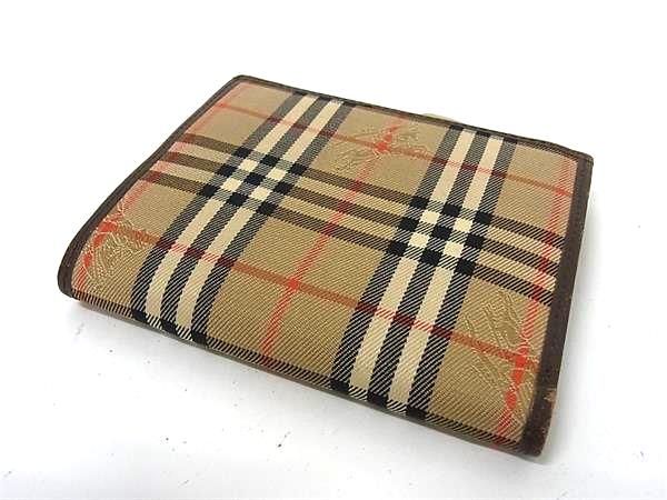 Burberrys バーバリーズ ノバチェック キャンバス×レザー がま口 二