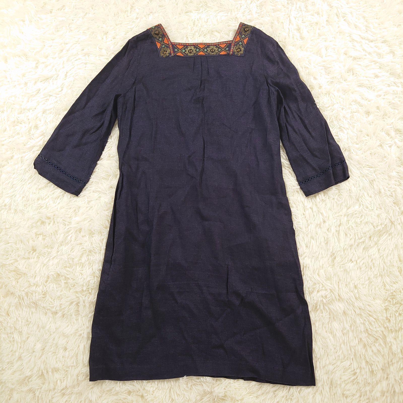 vivian tam ヴィヴィアンタム デニム風 ワンピース 7部丈