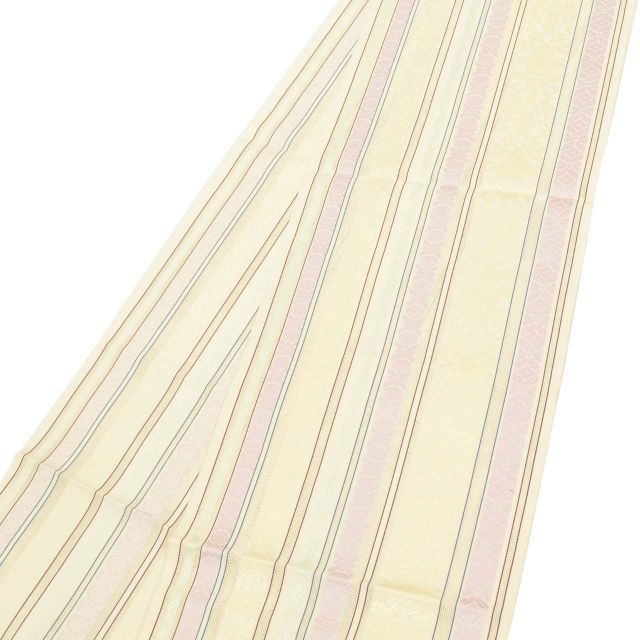 未使用　夏物　絽織りの八寸名古屋帯（オフホワイト無地）正絹美品 230308_00193_01.jpg