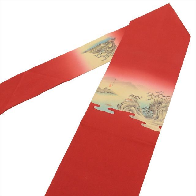 中古】 名古屋帯 正絹 九寸 仕立て上がり 名古屋帯リサイクル 赤色系