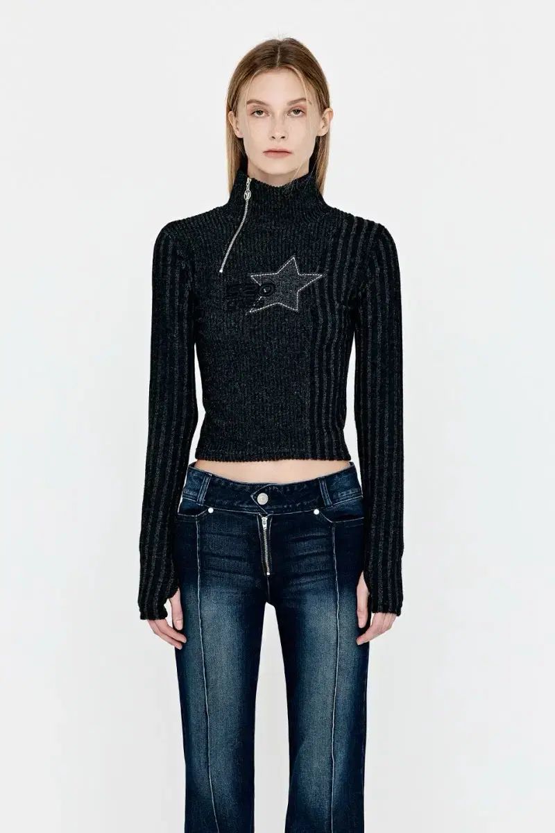 YUSE MIX UNBALANCE HALF ZIP-UP TOP ユーズ ミックス アンバランス