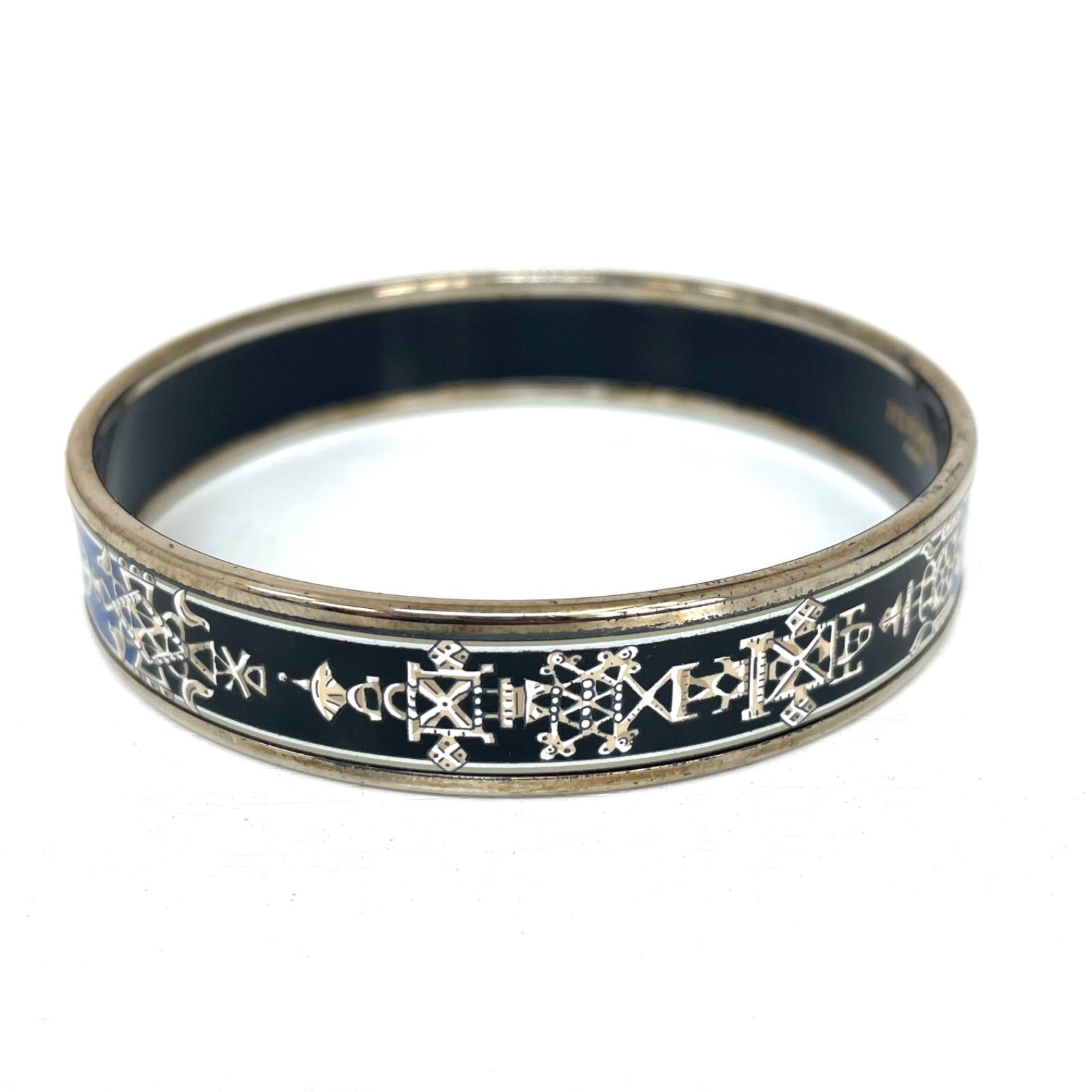 HERMES エルメス バングル エマイユ シルバー ブルー×ブラック - メルカリ