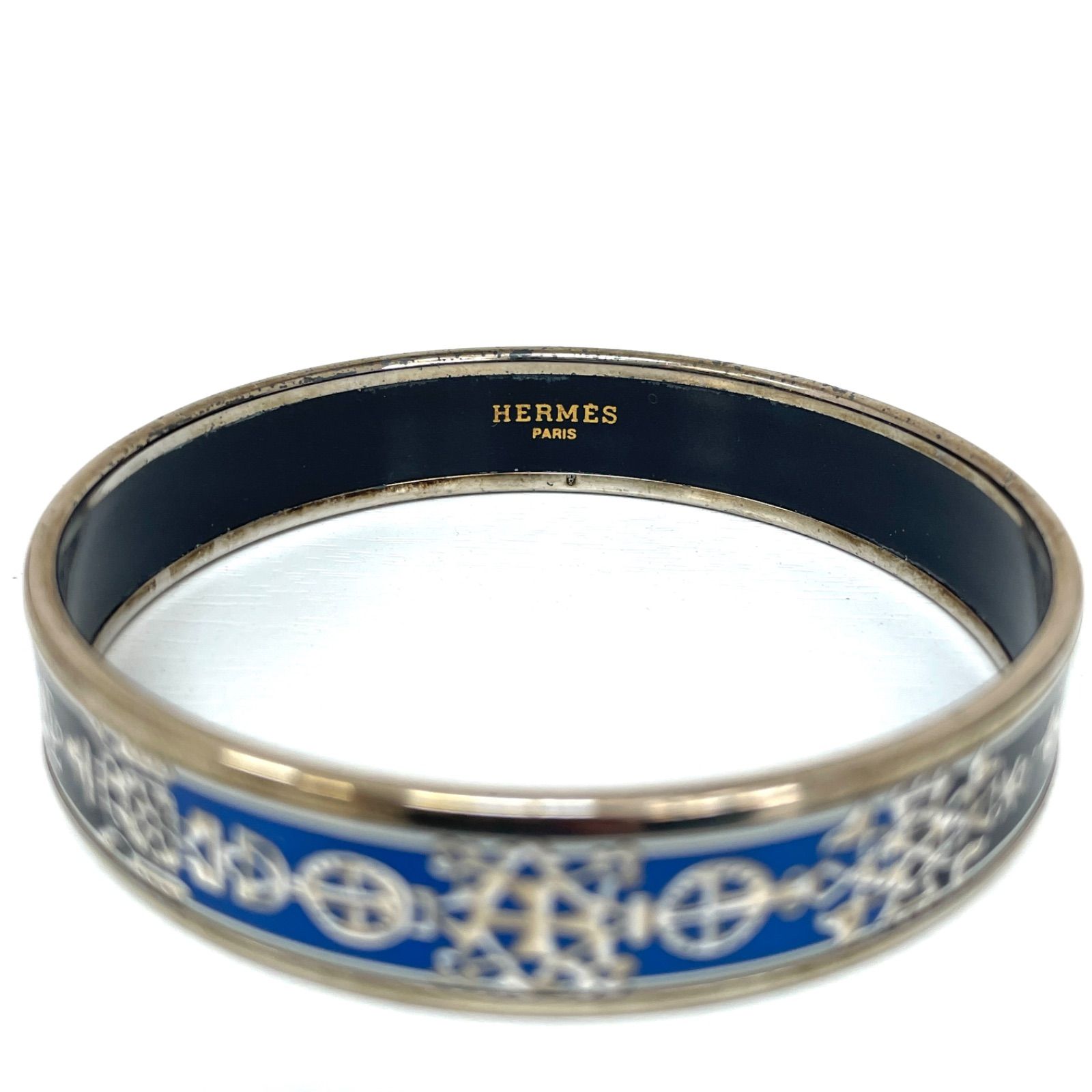 HERMES エルメス バングル エマイユ シルバー ブルー×ブラック - メルカリ