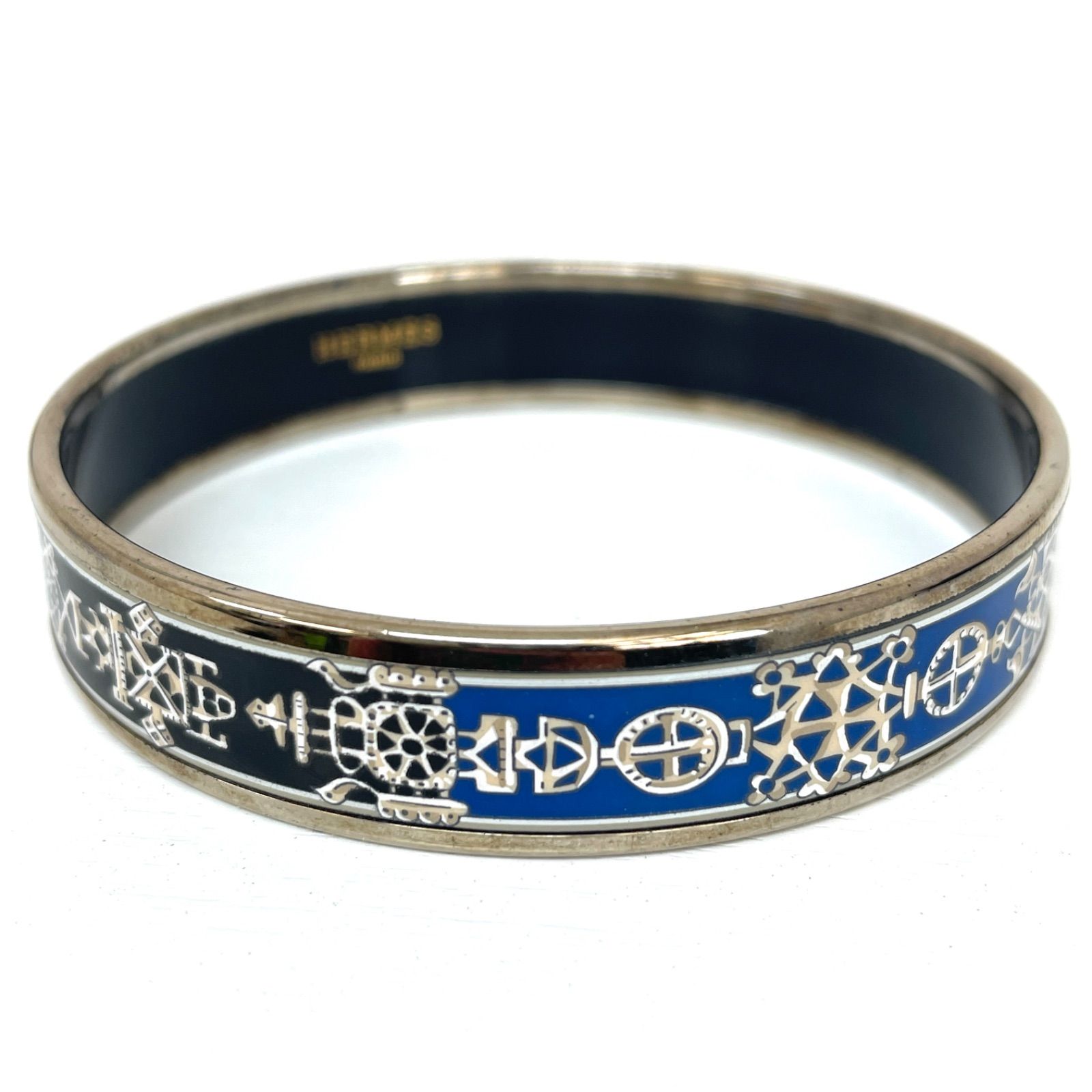 HERMES エルメス バングル エマイユ シルバー ブルー×ブラック - メルカリ