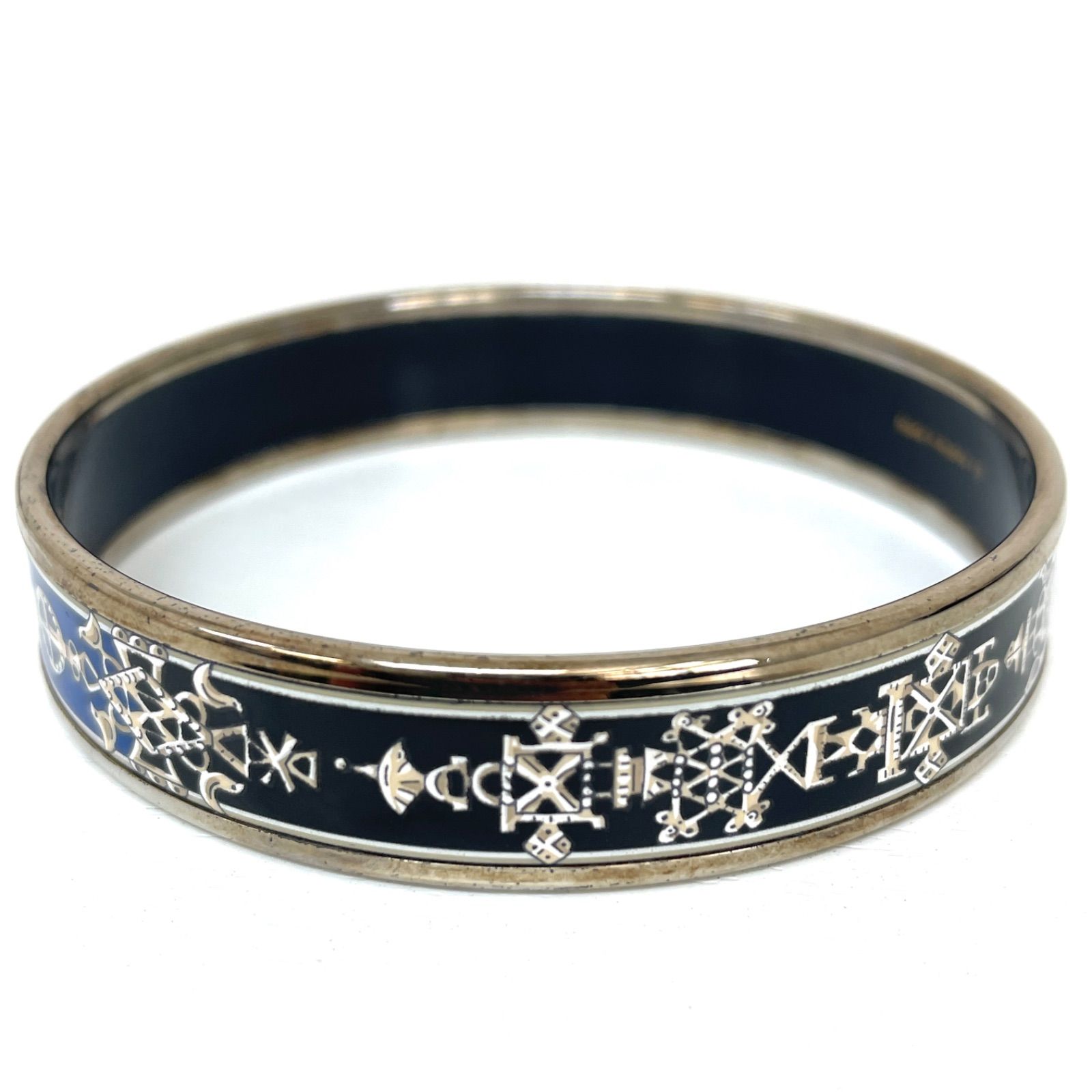 HERMES エルメス バングル エマイユ シルバー ブルー×ブラック - メルカリ