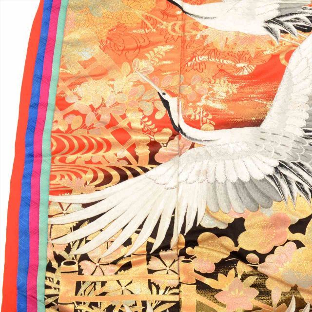 中古】 色打掛 正絹 身丈199cm LL 裄65cm 仕立て上がり リサイクル着物