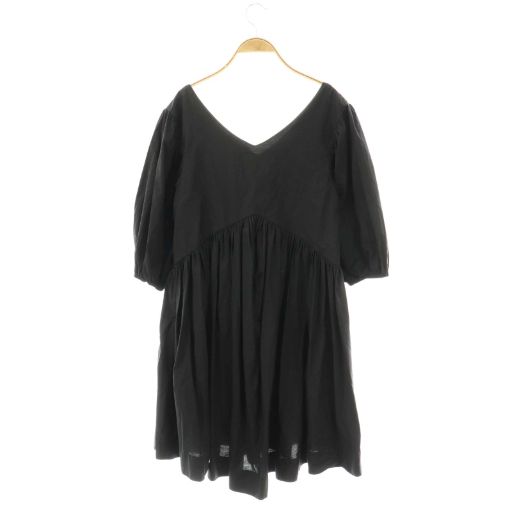 マーレット Merlette Vネックギャザーワンピース 膝丈 XS ブラック  