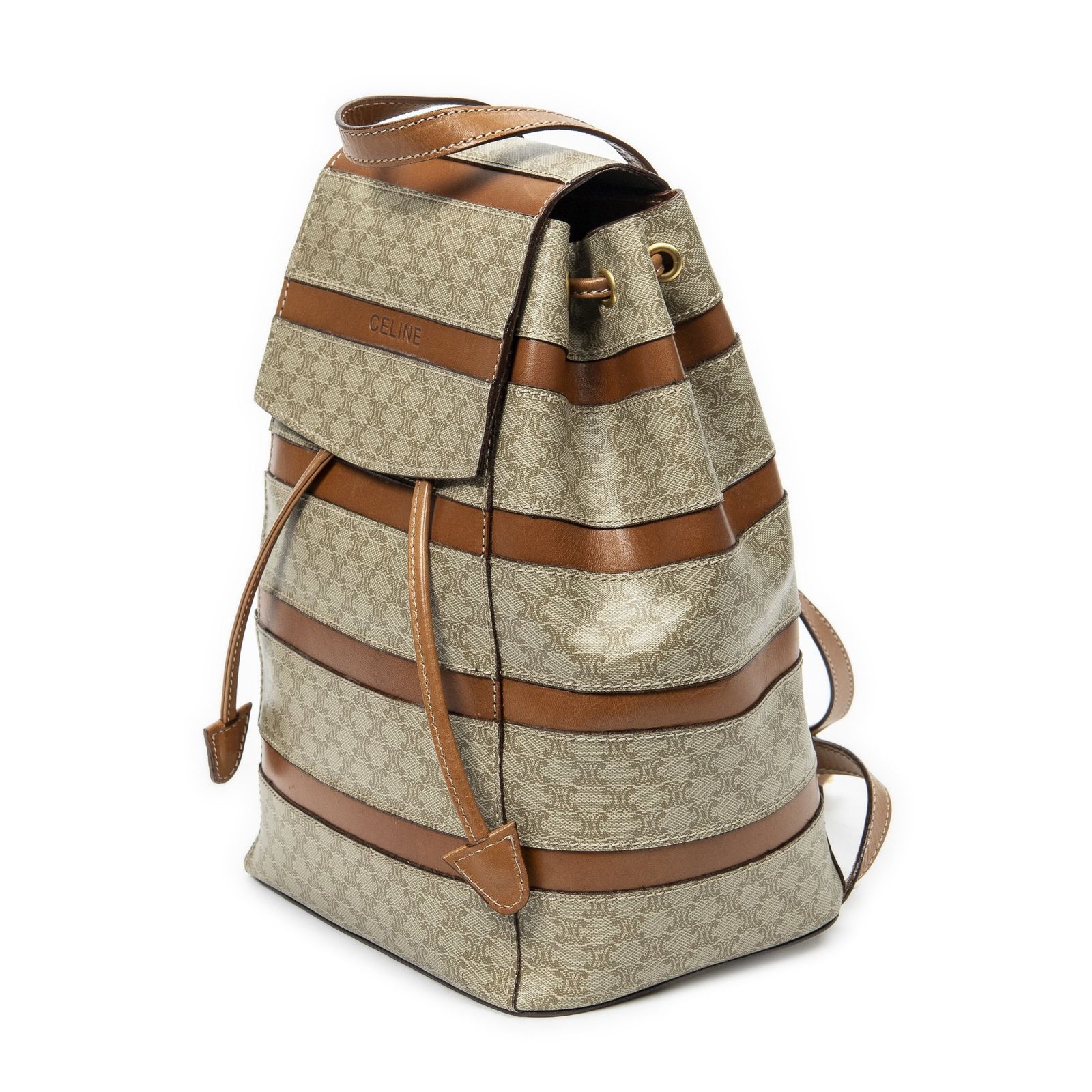 中古] CELINE セリーヌヴィンテージ巾着リュックサックベージュ