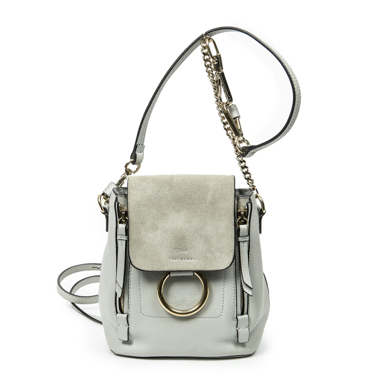中古] CHLOE クロエ小フェイバックパック水色カーフスキンレザーA 